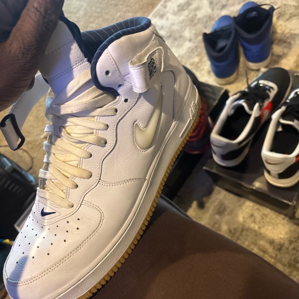 Nike Men’s White High-Top Sneakers with Gum Outsole and Navy Accent